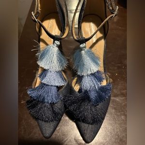 Antonio Melani tassel denim heels